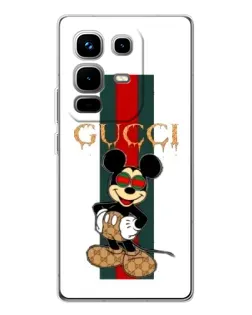 Чохол для Infinix Note 50 з картинкою «Міккі Маус Gucci — смуги»