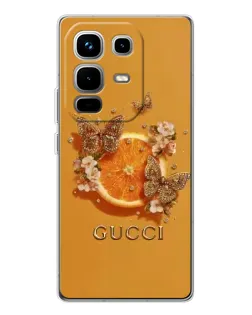 Чохол для Infinix Note 50 з картинкою «Gucci — золоті метелики»