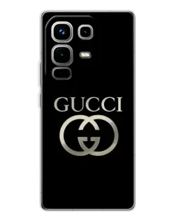 Чохол для Infinix Note 50 з картинкою «Gucci — золото на чорному»