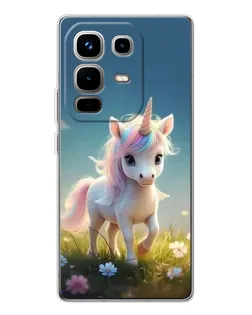 Чехол для Infinix Note 50 с картинкой «Единорог на поляне»
