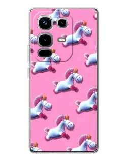 Чехол для Infinix Note 50 с картинкой «Единороги на розовом»