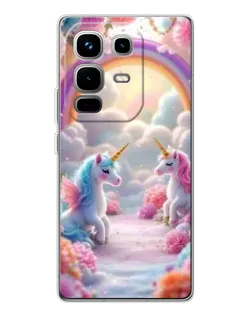 Чехол для Infinix Note 50 с картинкой «Радуга и единороги»