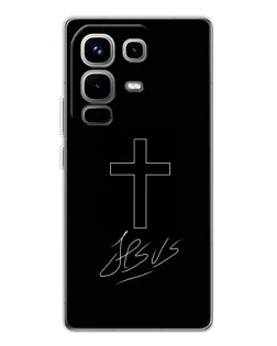 Чехол для Infinix Note 50 с картинкой «Графический крест Jesus» Чехол для Infinix Note 50 с картинкой «Графический крест Jesus»