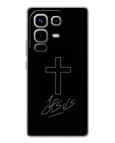 Чехол для Infinix Note 50 с картинкой «Графический крест Jesus» Чехол для Infinix Note 50 с картинкой «Графический крест Jesus»