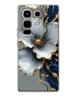Чохол для Infinix Note 50 з картинкою «Біла квітка та золотий флюїд»