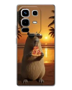 Чохол для Infinix Note 50 з картинкою «Капібара з піцою»