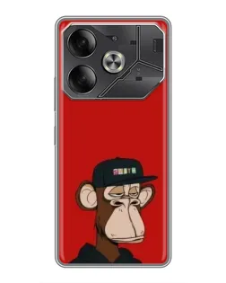 Чехол для Infinix Note 60 Ultra с картинкой «Bored Ape — красный фон»
