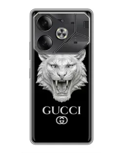 Чехол для Infinix Note 60 Ultra с картинкой «Gucci — серебряный лев»
