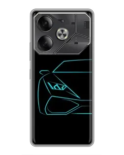 Чехол для Infinix Note 60 Ultra с картинкой «Голубой силуэт Lamborghini»