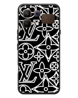 Чехол для Infinix Note 60 с картинкой «Черно-белый узор LV»