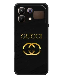 Чехол для Infinix Note 60 с картинкой «Золотой логотип Gucci»