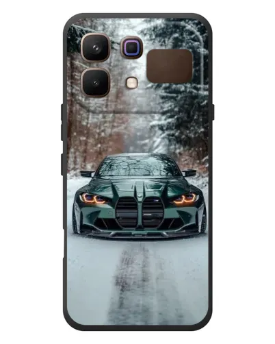 Чехол для Infinix Note 60 с картинкой «BMW в зимнем лесу»