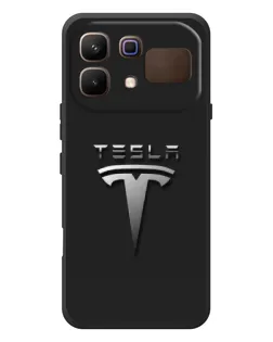 Чехол для Infinix Note 60 с картинкой «Стальной логотип Tesla»