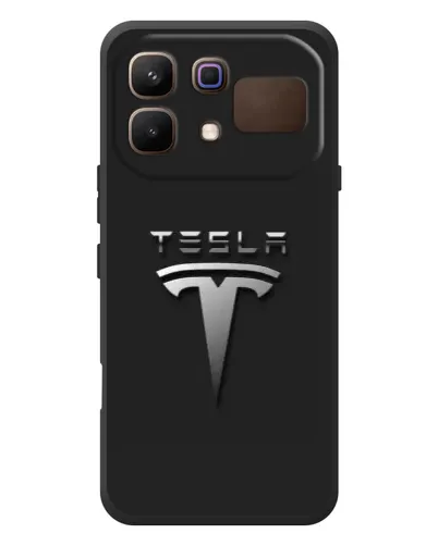 Чехол для Infinix Note 60 с картинкой «Стальной логотип Tesla»