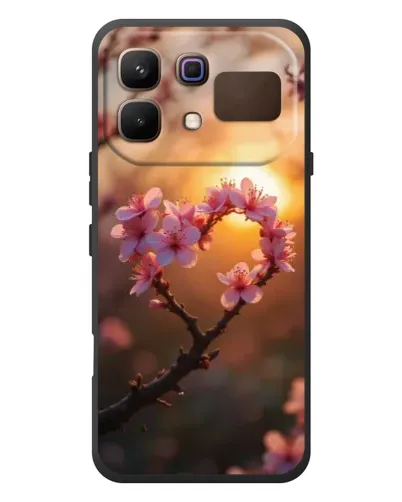 Чехол для Infinix Note 60 с картинкой «Розовый цвет сердце на фоне заката»