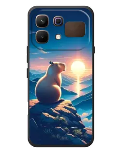 Чехол для Infinix Note 60 с картинкой «Закат солнца с капибарой»