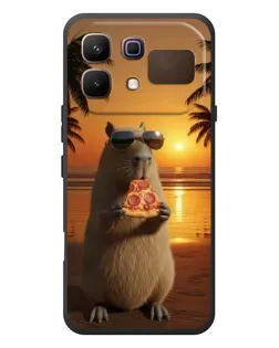 Чехол для Infinix Note 60 с картинкой «Капибара с пиццей»