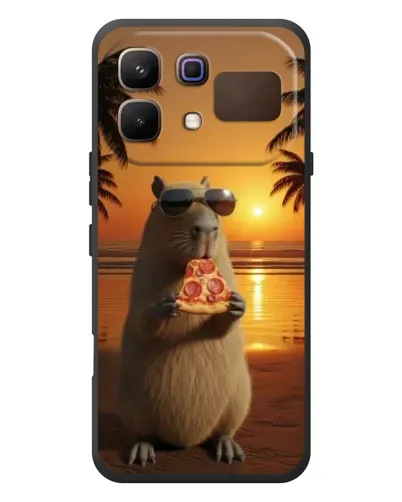 Чехол для Infinix Note 60 с картинкой «Капибара с пиццей»
