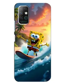Чехол для Infinix Note 8 с картинкой «Губка Боб серфингист»