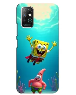 Чехол для Infinix Note 8 с картинкой «Спанч Боб под водой»