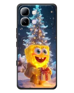 Чехол для Infinix Note Edge с картинкой «Рождественский Спанч Боб»