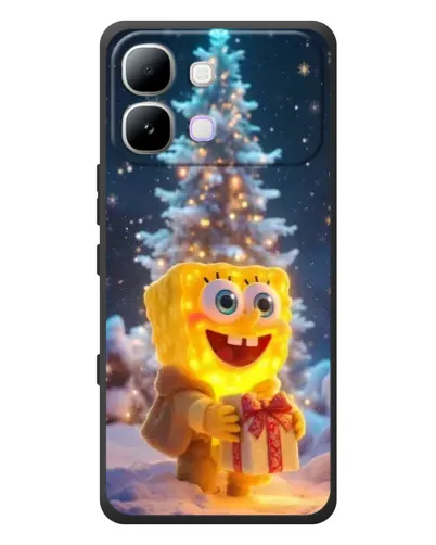Чехол для Infinix Note Edge с картинкой «Рождественский Спанч Боб»
