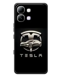 Чохол для Infinix Note Edge з картинкою «Tesla — срібне авто»