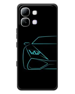 Чохол для Infinix Note Edge з картинкою «Блакитний силует Lamborghini»