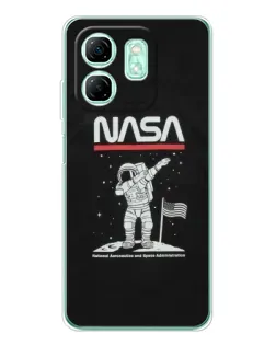Чехол для Infinix Smart 10 HD с картинкой «NASA — шагаем по Луне»
