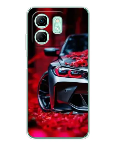 Чехол для Infinix Smart 10 HD с картинкой «Спортивная BMW и цветы»