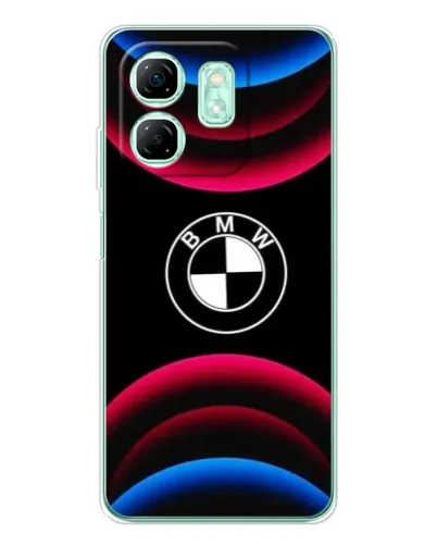 Чехол для Infinix Smart 10 HD с картинкой «Логотип BMW и неоновые дуги»