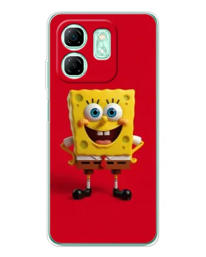 Чехол для Infinix Smart 10 HD с картинкой «Спанч Боб на красном»