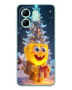 Чехол для Infinix Smart 10 HD с картинкой «Рождественский Спанч Боб»