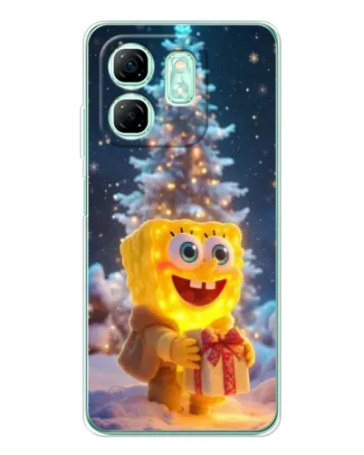 Чехол для Infinix Smart 10 HD с картинкой «Рождественский Спанч Боб»