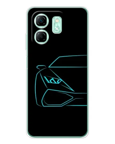 Чехол для Infinix Smart 10 HD с картинкой «Голубой силуэт Lamborghini»