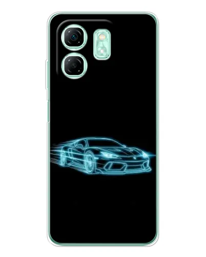 Чехол для Infinix Smart 10 HD с картинкой «Неоновый контур Lamborghini»