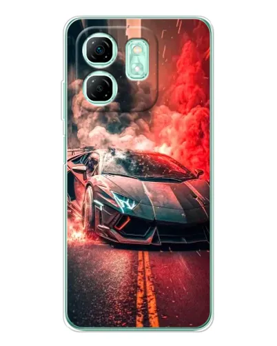 Чехол для Infinix Smart 10 HD с картинкой «Lamborghini красный дым»