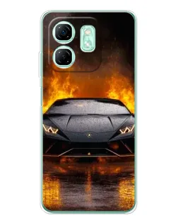 Чехол для Infinix Smart 10 HD с картинкой «Lamborghini в огне»