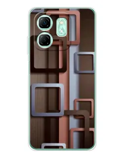 Чехол для Infinix Smart 10 HD с картинкой «Коричневые объемные квадраты»