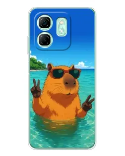 Чехол для Infinix Smart 10 HD с картинкой «Морская капибара»