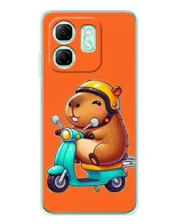 Чехол для Infinix Smart 10 HD с картинкой «Капибара на скутере»