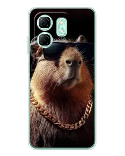 Чехол для Infinix Smart 10 HD с картинкой «Капибара золотая цепь»