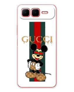 Чехол для Infinix Smart 10 Plus с картинкой «Микки Маус Gucci — полосы»