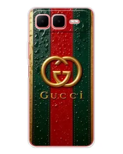 Чехол для Infinix Smart 10 Plus с картинкой «Gucci — фирменная полоса и золото»