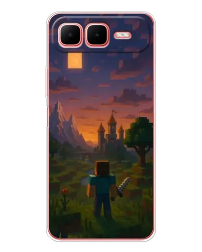 Чехол для Infinix Smart 10 Plus с картинкой «Стив у башни» Чехол для Infinix Smart 10 Plus с картинкой «Стив у башни»
