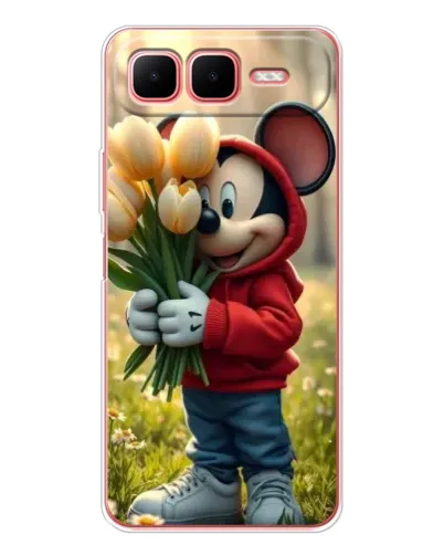 Чехол для Infinix Smart 10 Plus с картинкой «Микки с тюльпанами» Чехол для Infinix Smart 10 Plus с картинкой «Микки с тюльпанами»