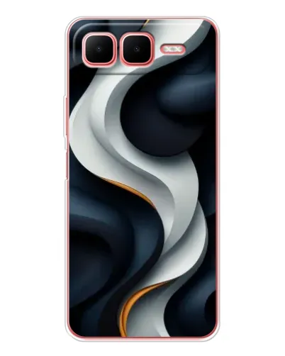Чехол для Infinix Smart 10 Plus с картинкой «Объемные черно-белые ленты»