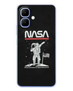 Чохол для Infinix Smart 10 з картинкою «NASA — крокуємо по Місяцю»