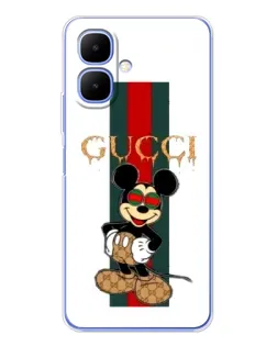 Чехол для Infinix Smart 10 с картинкой «Микки Маус Gucci — полосы»