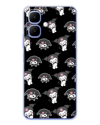 Чехол для Infinix Smart 10 с картинкой «Черный паттерн Kuromi»